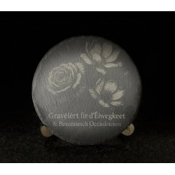 Remembrance or thanks with flowers on slate